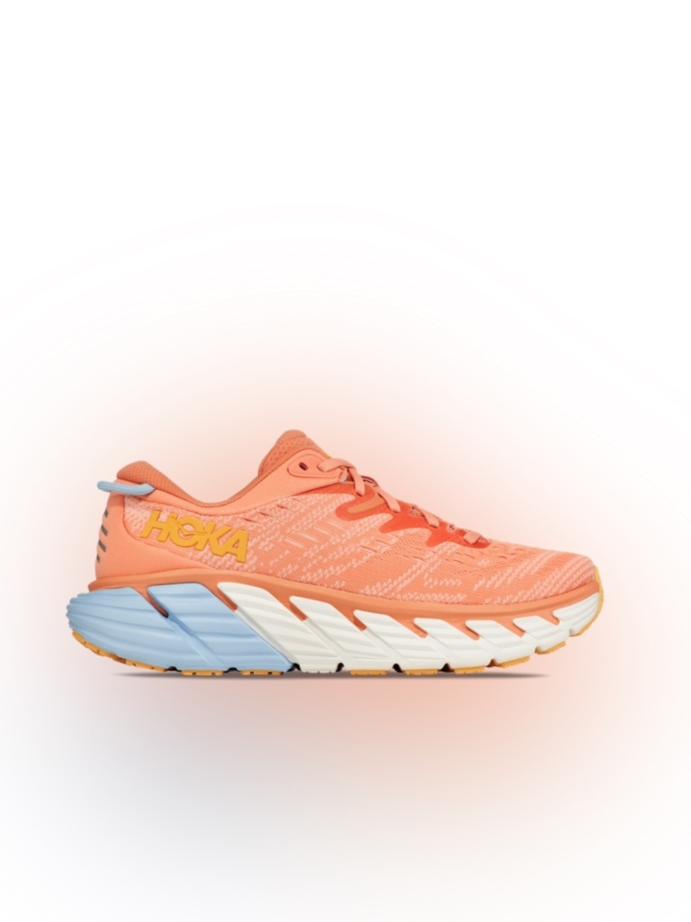 Hoka One One Gaviota 4 Running Shoes Coral Peach Blue Women’s 7.5B